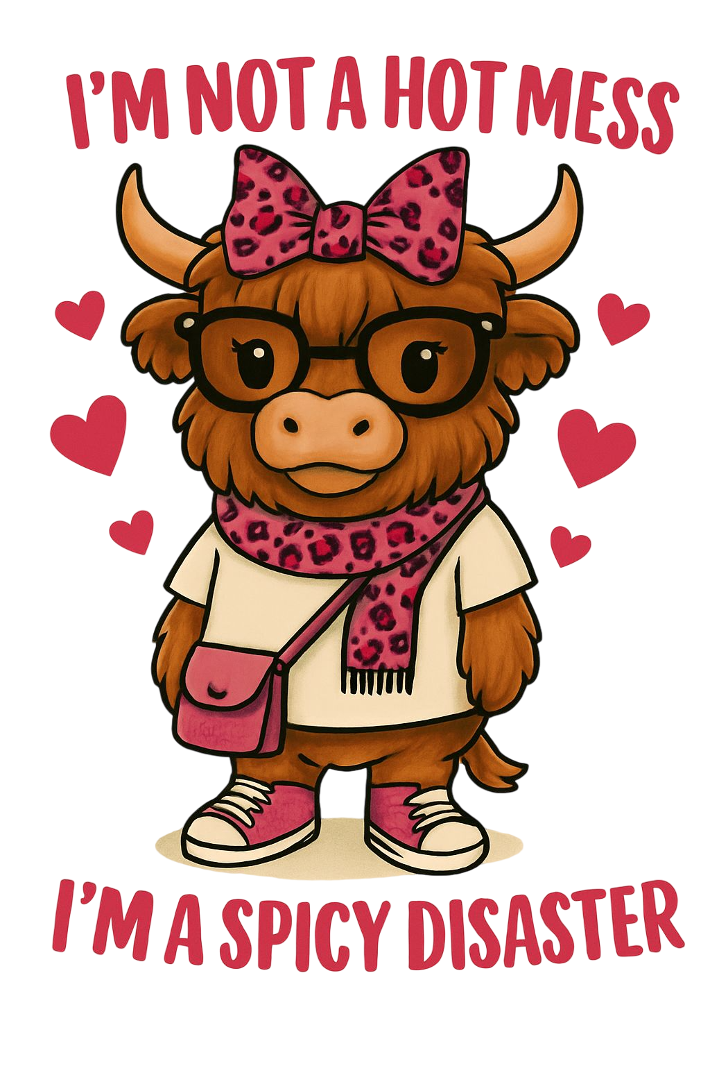 Hot Mess Highland Cow DTF Print